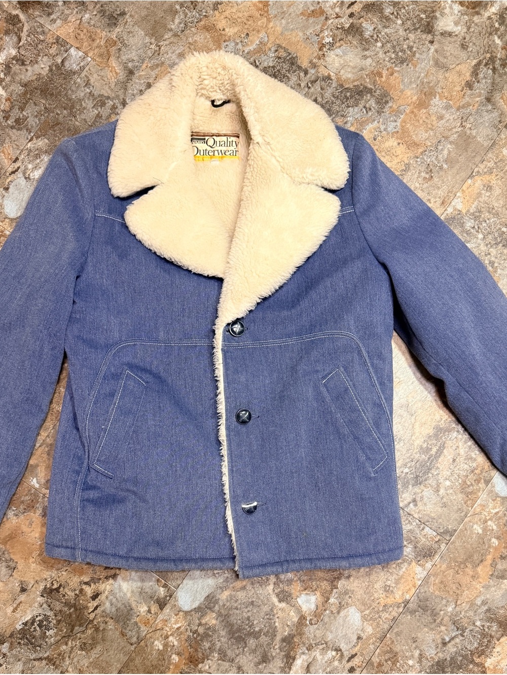 Vintage Montgomery Wards Sherpa lined denim jacket. Size 38